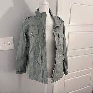 Stylish Light Gray/Greenish Utility Jacket